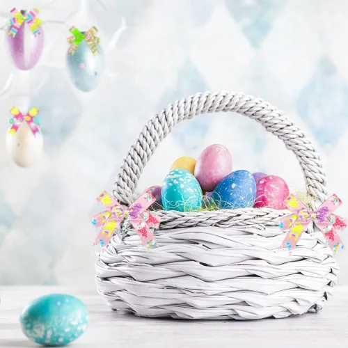 Miniatura 5 de ALIBBON Cinta de Pascua de 12 yardas, 3/8 pulgadas, clásico, patrón de dibujos animados, verde, rosa, amarillo, blanco, ocasión de Pascua