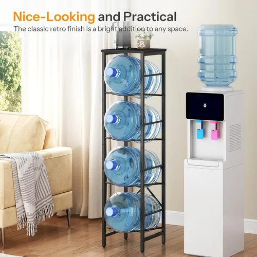 Miniatura 4 de HOOBRO Soporte para garrafones de agua, soporte para botellas de agua, estante para garrafones de agua de 5 galones, estante de almacenamiento