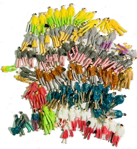 Miniatura 3 de Xafissy 100 piezas de figuras de escala HO, conjunto de personas en miniatura de resina pintada DIY, mixto sentado y de pie para escenas en miniatura
