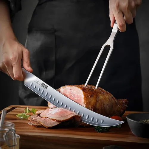 Miniatura 5 de HOSHANHO Juego de cuchillos de trinchar 3 piezas, juego de cuchillos japoneses de acero de alto carbono para rebanar brisket con mango ergonómico