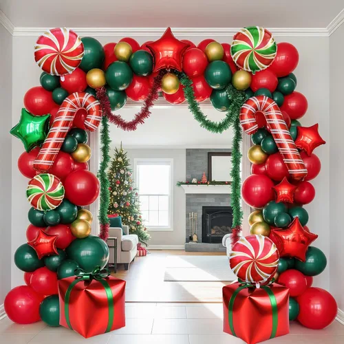 Miniatura 9 de Puerta de Pan de Jengibre de Navidad con Luces, Decoraciones de Cubierta de Cartón, Letrero de Pancarta de Porche de Dulces de Casa de Pan