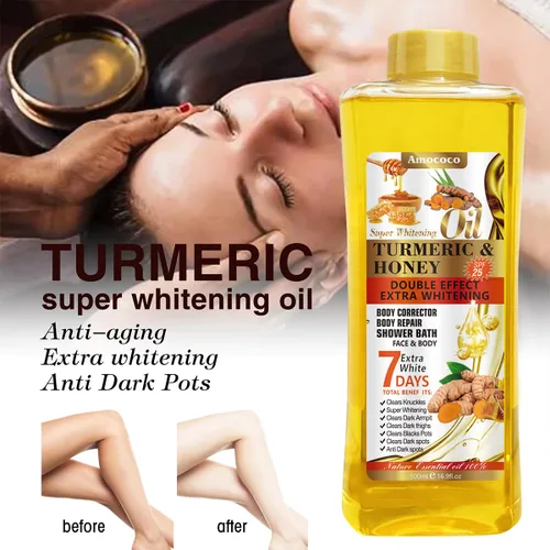Miniatura 5 de Aceite corporal de cúrcuma de 6.8 fl oz para masaje e hidratación diaria, hidratación profunda con vitamina E, colágeno, aceite de cúrcuma para cara