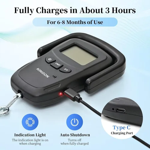 Miniatura 2 de Báscula de equipaje recargable, báscula digital portátil para viajes, báscula de peso de maleta con correa y mango cómodo, capacidad de 110 libras