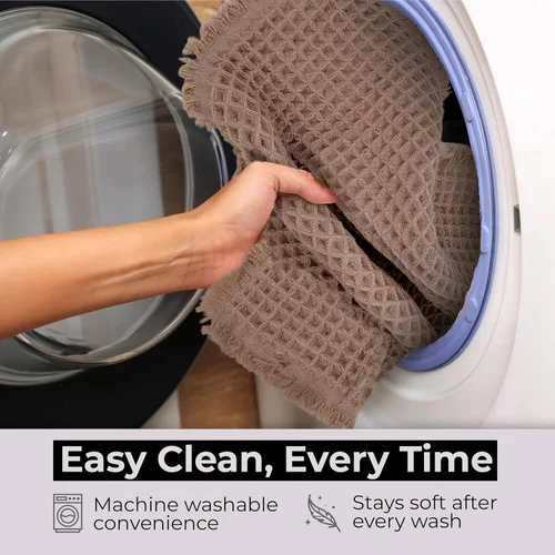Miniatura 5 de Tapete de baño con tejido gofre, tapete de ducha, textura de punto tejido antideslizante, tapete de baño neutro de 20 x 31 pulgadas, lavable a Marrón