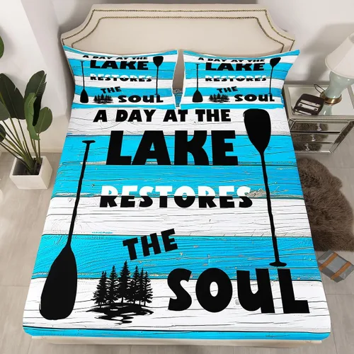 Miniatura 17 de Lake House - Sábana bajera ajustable tamaño individual, sábanas de anclaje náutico para niños, adolescentes, adultos, dormitorio, juego de ropa