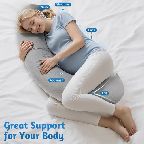 Miniatura 5 de SweetSlubr Almohada corporal, almohadas de embarazo para dormir, almohada de maternidad en forma de C para mujeres embarazadas con firmeza