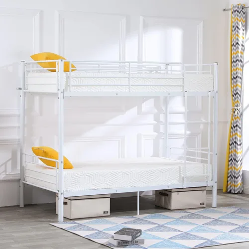 Miniatura 11 de Bonnlo Litera individual sobre individual para niños, adolescentes y adultos, cama resistente de 2 pisos con escalera plana y barandilla de 13