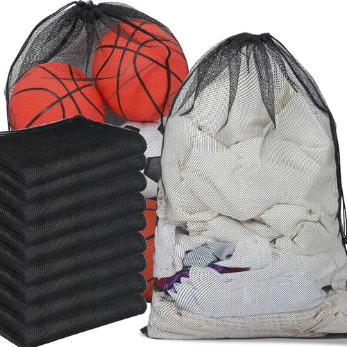 Miniatura 15 de Berlune Bolsas grandes de malla para lavandería, 24 x 36 pulgadas, juego de lavado a granel con cordón para uso comercial, dormitorios, alquileres