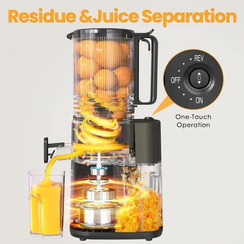 Miniatura 6 de Exprimidor de prensa en frío, máquina exprimidora de canal de alimentación de 5.5 pulgadas de ancho, exprimidor de masticación lenta para verduras