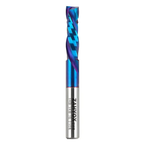 ZahyoX Broca de enrutador de compresión de 1/4", broca CNC en espiral de corte hacia arriba y hacia abajo, fresa de carburo sólido con recubrimiento