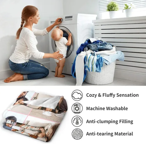 Miniatura 5 de Manta personalizada con texto fotográfico, regalo personalizado, 1-10 imágenes, manta personalizada para madre, padre, familia, amigos, Navidad