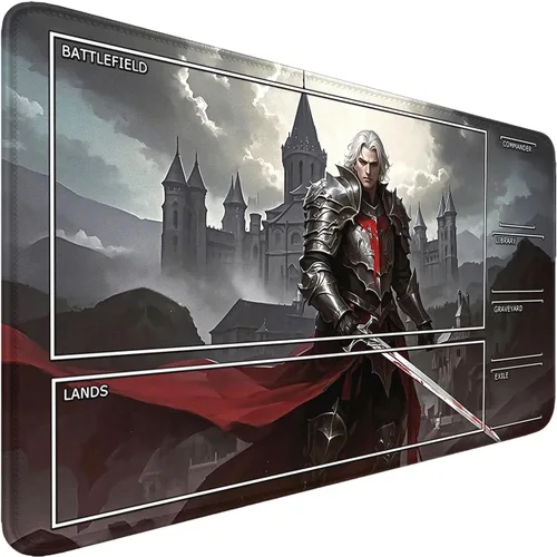 Miniatura 30 de MTG - Tapete de juego con zonas, bordes cosidos, tapete MTG para TCG de 24 x 14 pulgadas, tapete de juego entintado con bolsa de almacenamiento