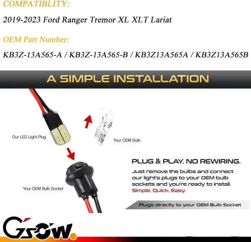 Miniatura 5 de 2 luces de posición laterales para Ford Ranger Lariat XL XLT 2019-2023, accesorios Ford de primera calidad 2019 2020 2021 2022 2023 lámparas de LED