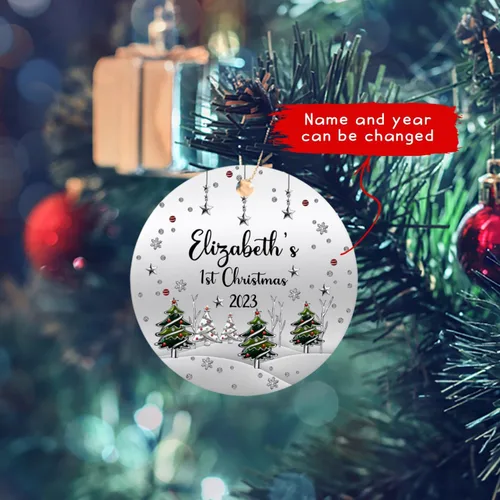 Miniatura 6 de Adorno impreso de la primera Navidad del bebé 2025, adorno de árbol de Navidad para bebé, adorno personalizado de primera Navidad para el nuevo