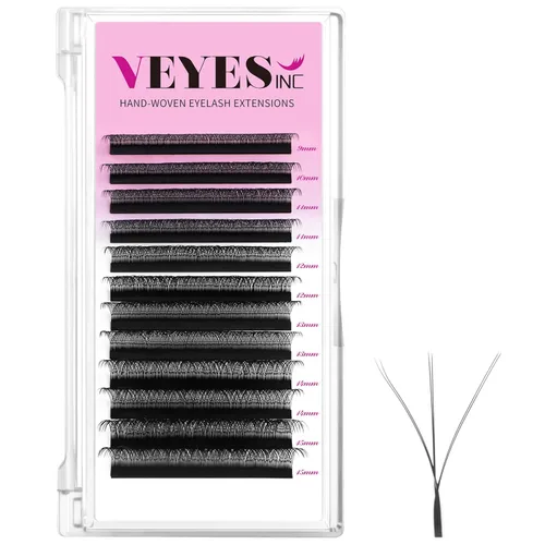 Miniatura 11 de VEYES INC YY Extensiones de pestañas, bandeja C/D rizado 9-15mm de longitud mixta, prefabricadas, con volumen, estilo abanico, suministros