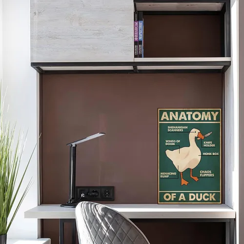 Miniatura 4 de Knowledge - Cartel de metal con diseño de anatomía de un pato retro, para restaurante, cafetería, sala de estar, cocina, baño, hogar, decoración
