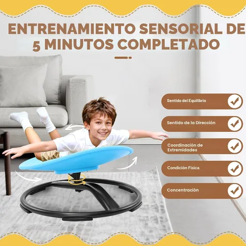 Miniatura 5 de Zhenx Silla giratoria para niños autistas (de 3 a 18 años) – Asiento giratorio sensorial de capacidad de 220 libras – Juguete sensorial para Azul
