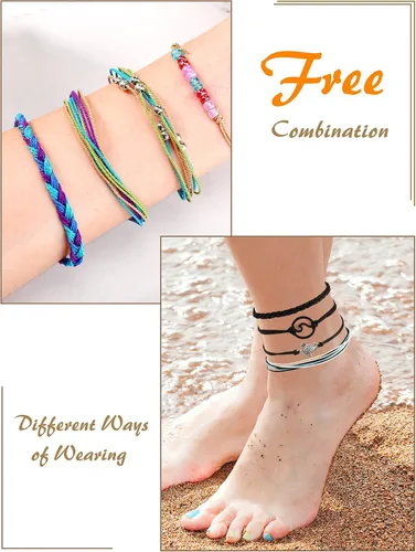 Miniatura 4 de Hicarer 21 pulseras de olas surfistas ajustables e impermeables hechas a mano para la amistad, joyería para mujer