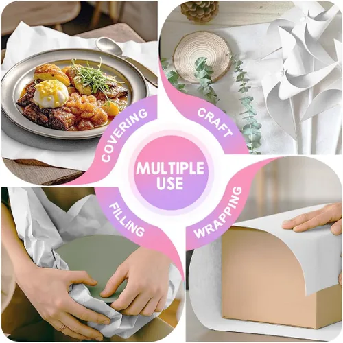 Miniatura 6 de PerkHomy - Rollo de papel kraft de 15 x 450 pulgadas, rollo de papel de caballete blanco para niños, envoltura de regalos en movimiento, tablón