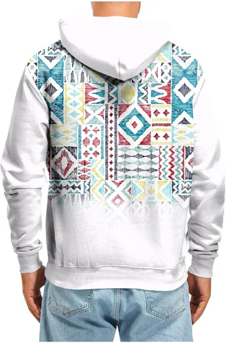 Miniatura 5 de Sudaderas con capucha para hombre, diseño de retazos a cuadros, casual, manga larga, con cordón de bolsillo