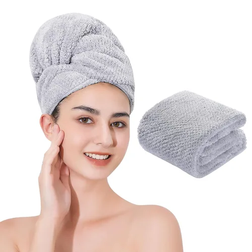 Miniatura 9 de Toalla de microfibra para el cabello de secado rápido, toallas de secado de pelo, adecuadas para todo tipo de cabello, ultra absorbente, cabello Azul