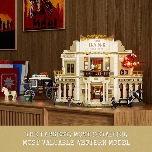 Miniatura 2 de Lumibricks Western Bank Heist Lighting - Juego de ladrillos de construcción – Wild West Outlaw Gold Heist 2875 piezas colección juego de exhibición