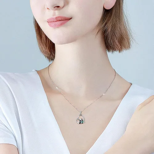 Miniatura 5 de Lindo regalo de animales de plata esterlinapanda rojoconejo, collar con colgante de animal lindo joyería para mujeres niñas regalos