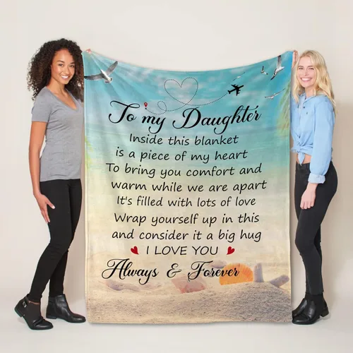 Miniatura 5 de Regalos para hija de mamá y papá – Manta con texto en inglés "To My Daughter", regalo pensado para el día de la madre, cumpleaños o graduación