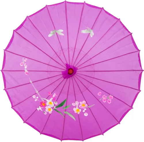 Miniatura 6 de Sombrilla japonesa china de 22" para niños, para bodas, fotografía, disfraces, cosplay, decoración y otros eventos Blanco
