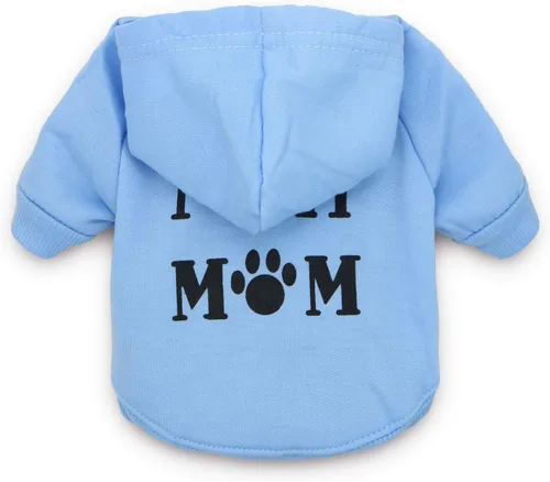 Miniatura 2 de Camiseta para mascotas con texto en inglés "I Love My Mom", para perros pequeños, XS, azul