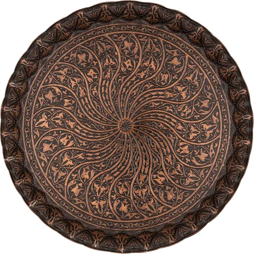 Miniatura 11 de Alisveristime Bandeja turca otomana para servir té y café, 11.8 pulgadas, bandeja ondulada de zamac con motivos tradicionales, disponible en cinco
