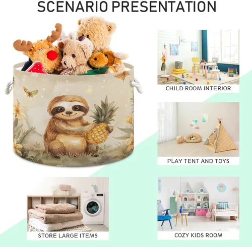 Miniatura 4 de Cesta de almacenamiento grande plegable bolsa de ropa redonda plegable de tela para la ropa sucia cesta plegable cubo de lavado abstracto moderno