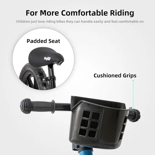 Miniatura 3 de JOYSTAR Bicicleta de equilibrio de 12/14 pulgadas para niños de 18 meses a 5 años, bicicletas de equilibrio ligeras para niños pequeños con Azul