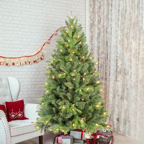 Miniatura 2 de Árbol de Navidad artificial sin luz de 5 pies, árbol de Navidad de abeto verde festivo con 723 puntas de rama, árbol de Navidad realista de abeto