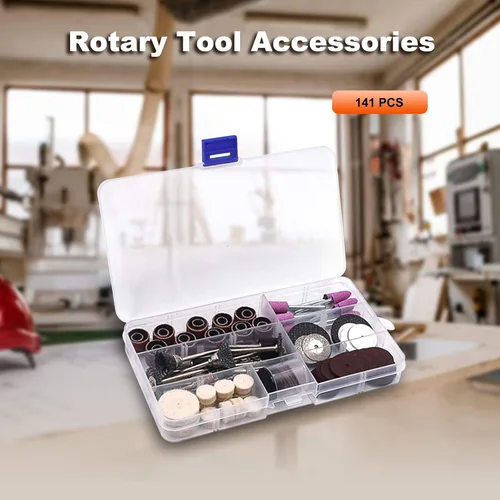 Miniatura 6 de GOXAWEE - Juego de accesorios para herramientas rotativas de 141 piezas, vástago de 1/8 pulgadas, juego de accesorios para herramientas eléctricas