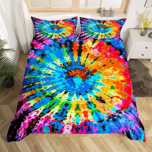 Miniatura 51 de Feelyou Juego de ropa de cama color verde azulado, tamaño individual, funda de edredón turquesa, azul, gris, grunge, degradado, para niños, niñas