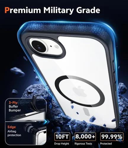 Miniatura 218 de FNTCASE Funda para iPhone 13 Pro-Max: Fundas magnéticas transparentes compatibles con Magsafe Slim anti amarillamiento protección contra caídas