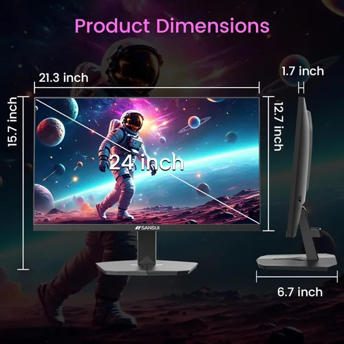 Miniatura 6 de SANSUI Monitor de Gaming de 24 Pulgadas 160Hz FHD 1080P Monitor de Computadora, FreeSync 1ms Contraste 4000:1, Puertos HDMI DP Soporte VESA Monitor