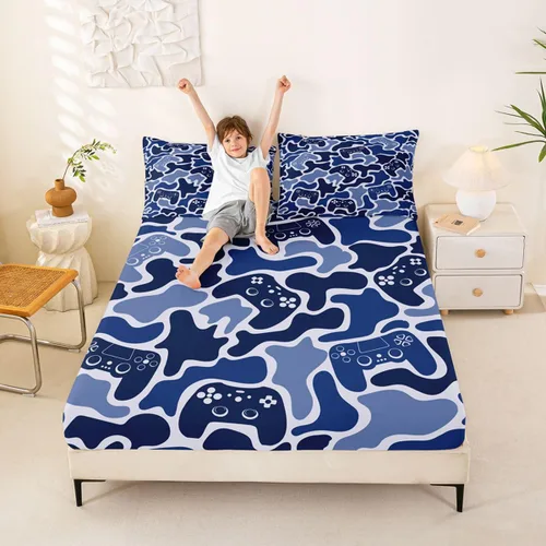 Miniatura 20 de Erosebridal Camouflage Sheets for Boys Girls Game Console Fitted Sheet,3D Gamer Controller Kids Bedding Sets Army Camo Bed Sets Twin 2 Piece
