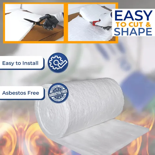 Miniatura 5 de SIMOND STORE Manta aislante de fibra de cerámica, 8# 2400F, 1 x 24 x 96 pulgadas, deflectores de aislamiento de alta temperatura para estufa, horno