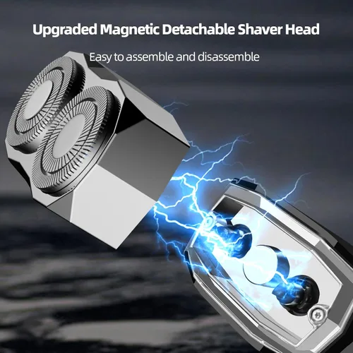 Miniatura 5 de Cyberpunk Mini afeitadora eléctrica, maquinilla de afeitar eléctrica portátil para hombres, pantalla inteligente, IPX7 impermeable, afeitado húmedo