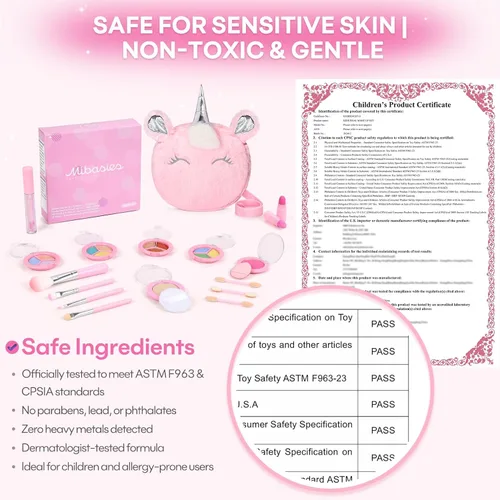 Miniatura 4 de Kit de maquillaje real para niñas de 3 a 10 años: juego de juguetes de maquillaje lavables y no tóxicos para niños pequeños, juego de tocador de 17