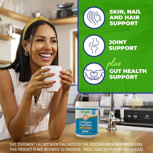 Miniatura 3 de Orgain - Péptidos de colágeno hidrolizado + Polvo de prebióticos y probióticos para mujeres y hombres, 20 g de colágeno alimentado con pasto, 1 mil