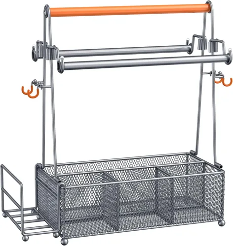 Miniatura 9 de PHINOX Organizador de utensilios con asa y portarrollos de toallas de papel, organizador de cubiertos y condimentos para fiestas, pícnic y Negro