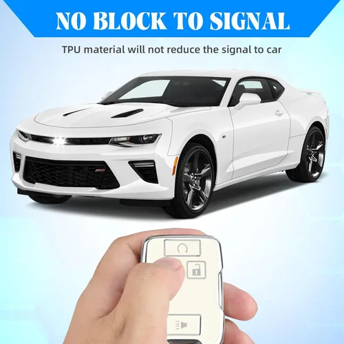 Miniatura 3 de QBUC Funda para llavero Chevy con llavero de TPU suave, compatible con Chevy Colorado, Silverado, Suburban Tahoe, GMC Sierra Yukon Canyon (A: blanco)