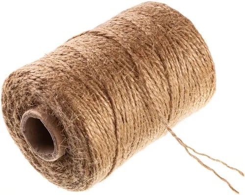Cuerda de yute natural de 600 pies, cuerda fina de arpillera para caja de regalo, embalaje, decoración, jardinería, 2 capas