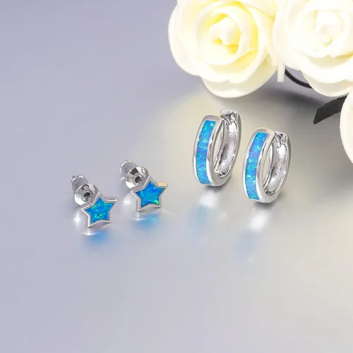 Miniatura 67 de CiNily Aretes Huggie de ópalo con bisagras, chapados en oro, hipoalergénicos, pequeños aretes de aro para mujeres, adolescentes, niñas, hombres