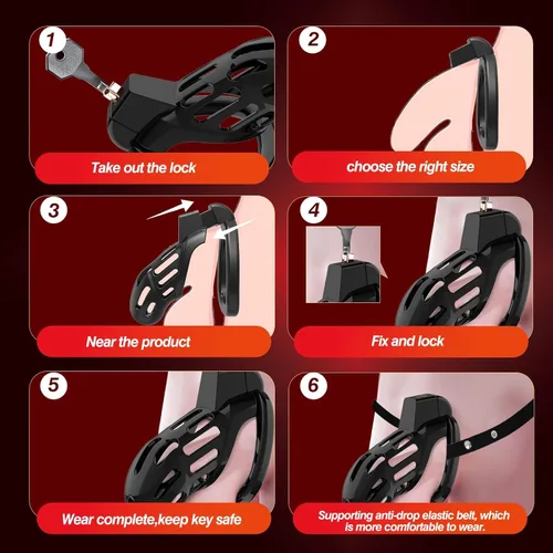Miniatura 5 de Jaula de castidad masculina, dispositivo de castidad grande para hombre, ejercicio de pene, equipo de bondage SM y accesorios, juguetes sexuales