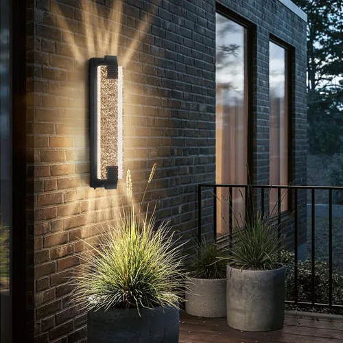 Miniatura 10 de camuucci Luz para exteriores del anochecer al amanecer, luces LED de porche de 15.7 pulgadas para exteriores, impermeable, moderno, soporte de pared