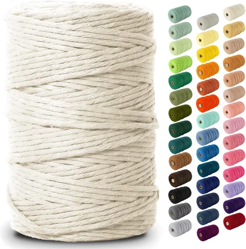Miniatura 19 de Nook Theory - Cuerda de macramé de 3 mm, 220 yardas de cuerda de algodón, hilo de 4 mm y 5 mm, cuerda para manualidades, perfecta para colgantes